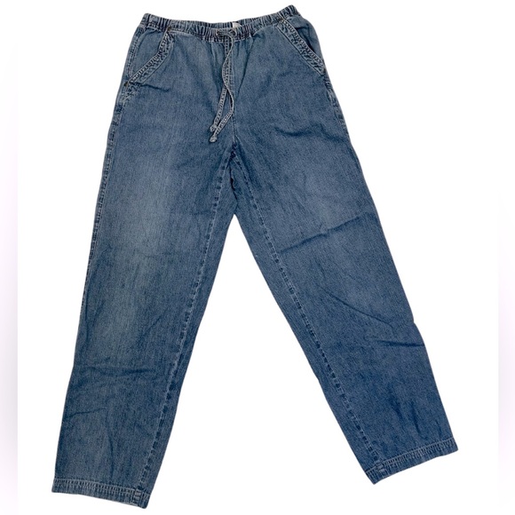 Liz Claiborne Pants - Vintage Liz Claiborne 100% Cotton Denim Tie Waist Straight Leg Pants | Size 6